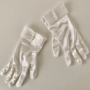 White wedding gloves with pearls